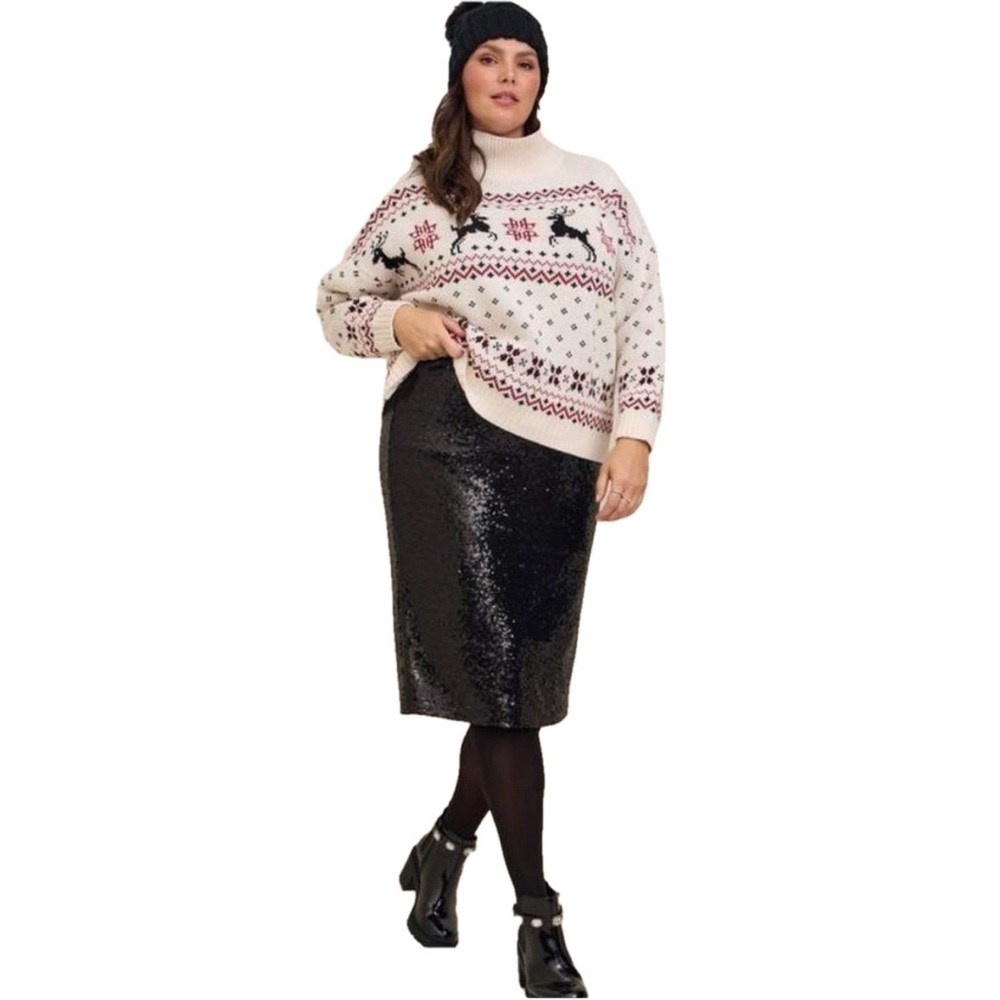 NWT Lane Bryant Black Sequin Pencil Skirt Size 18/20 Holiday Sparkle Party